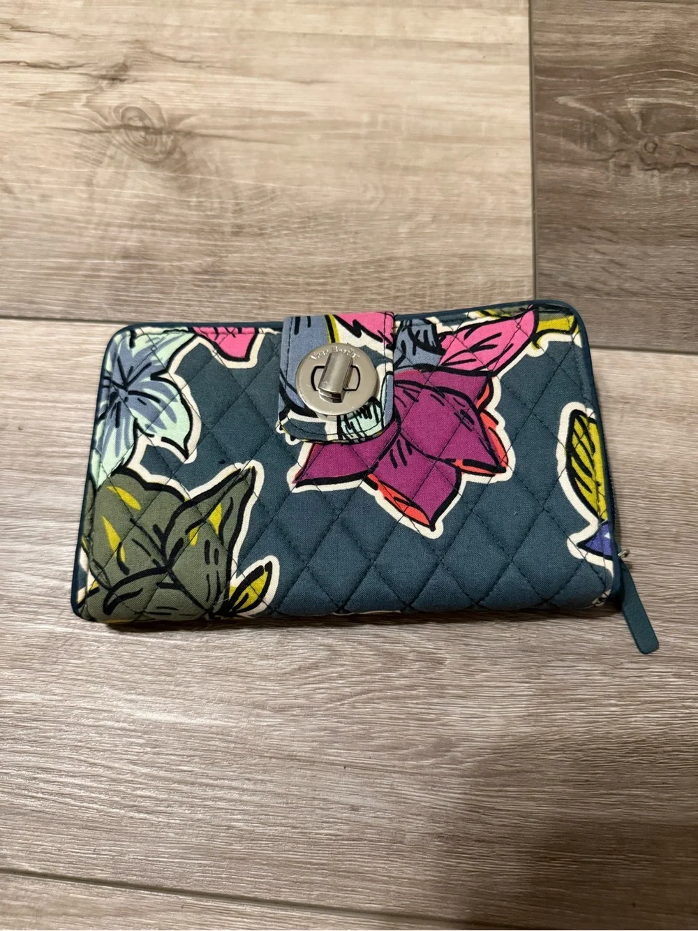 Vera Bradley RFID Turnlock Wallet- Retired Pattern of Falling Flowers 2017